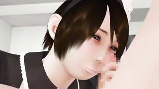 Animated maid doing deeptroath