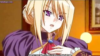 Blonde anime minx with round tits