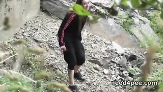 Hot teen girls in need pissing in public 