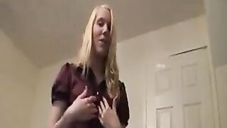 Blonde Girl Giving A Handjob