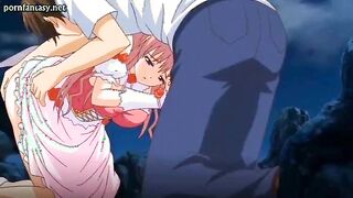 Fiery red haired anime gets drilled