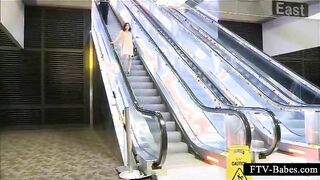 Lovely sweetie gets nasty and show panties in public