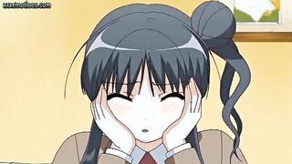 Brunette hentai minx rides big dick