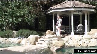 Hot masturbation outdoor scene with innocent teen