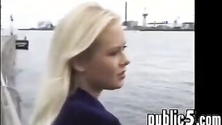 Blonde Babe Does It Outside