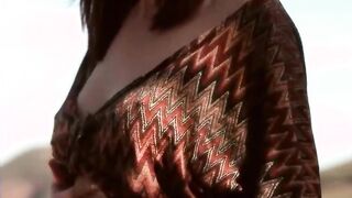 Sensual stripping moment with redhead dream babe