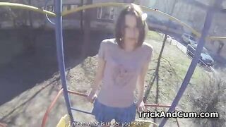 Crazy Ruslana having sex on spy glasses outdoor