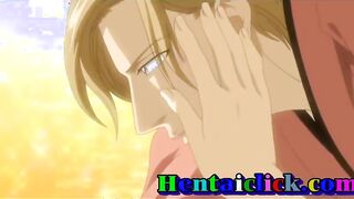 Handsome hentai gay couple hot sex outdoors