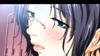 Busty anime chicks slurping cock