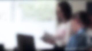 Horny Jade gives a blowjob to the guy while hes on the phone