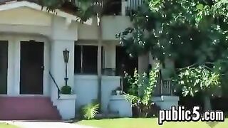 Busty Babe Walking Around Outside