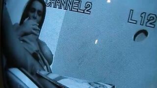 Slut rubbing twat and sucking dick on gloryhole