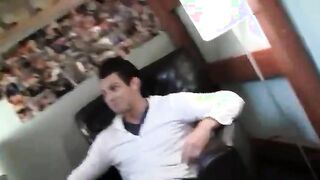 College brunette giving erotic lap dance 