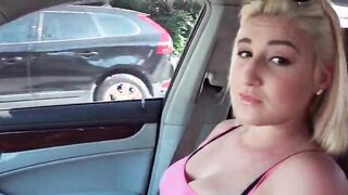 Blonde hitchhiker talked into sex for a ride