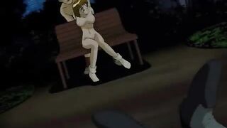 Fit hentai chick with huge milk jugs gets fucked in the park