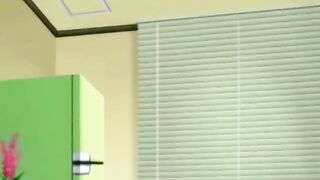 Anime brunette sucks while is rammed