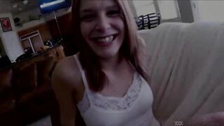 Horny babe Abby Paradise gets fucked hard and receives a facial cumshot