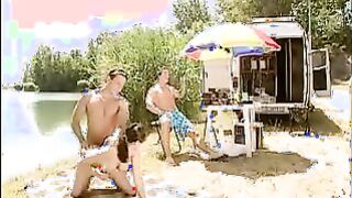 Threesome Outside At The Lake