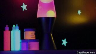 Black-light painted hottie gets a good fucking