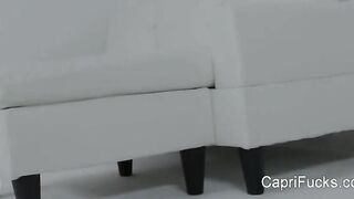 Sexy pornstar Capri Cavanni plays with a dildo