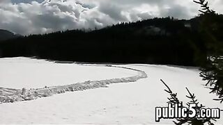 Lesbian Fun Outside During Winter