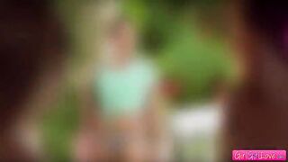 Three gorgeous horny lesbian having fun fingering pussies