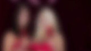 Red lingerie bitches Emily and Riley having fun in scissor sex