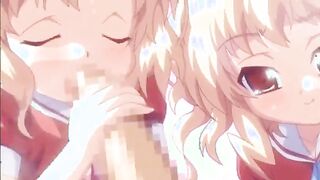 Petite anime babe takes dick in mouth and little quim