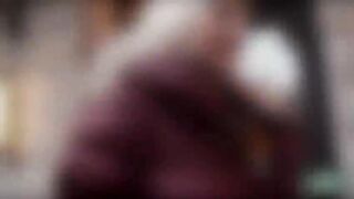 Horny topless dj Lynna flashes her tits in public for some cash