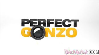 Give Me Pink Petite and fit tight pussy shows off sexy slit in oil