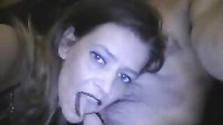 My mature Mariah eats my cum from a glass