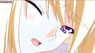 Blonde anime in white stockings