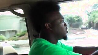 Cute brunette flashing perky tits for money