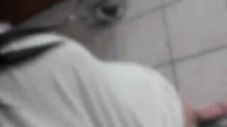 Busty brunette nailed doggy style on the sofa