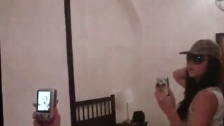 Busty college brunette loves eating big cock