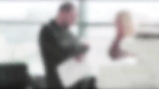 Light haired babe Kyra rides her co workers massive cock