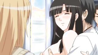 Gorgeous anime gets tits and cunt pleased in group