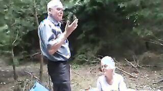 Old Couple Enjoy A 3some In Nature