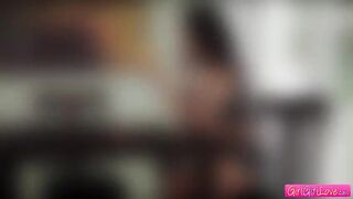 Two horny lesbians fucking at the dinner table in a hardcore action