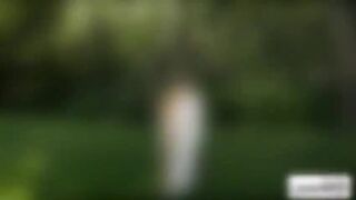 A very horny outdoor fuck with super hot blonde babe gets banged from behind