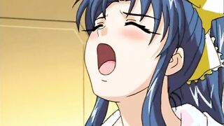 Anime shemale hot threesome gangbanged in bed