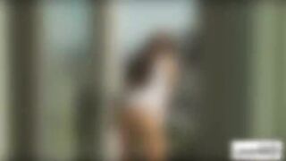 Hot petite girl gets banged in standing position by her mans huge cock