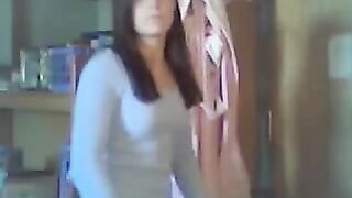 Dancing and fingering live on home webcam