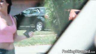 Pretty stranded chick Brittany Shae fucked in the backseat