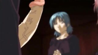 Anime shemale threesome gangbanged and juiced