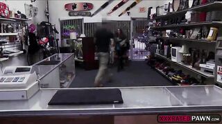 Tattooed sexy rocker babe gets fucked from behind for cash