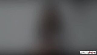 Blonde slut Hope Howell drops down on her knees for some messy blowjob