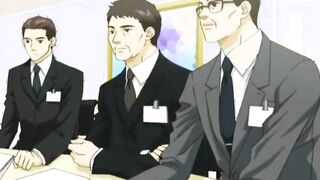 Anime gay couple romance kissing and bareback