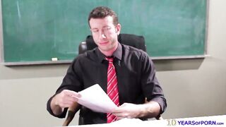 Natural busty schoolgirl Anya Ivy fucks her prof for grades