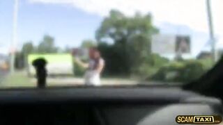 Brunette babe rides a taxi to trade a good sex for cash